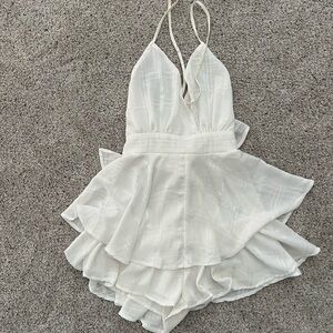 Pink Lily white romper